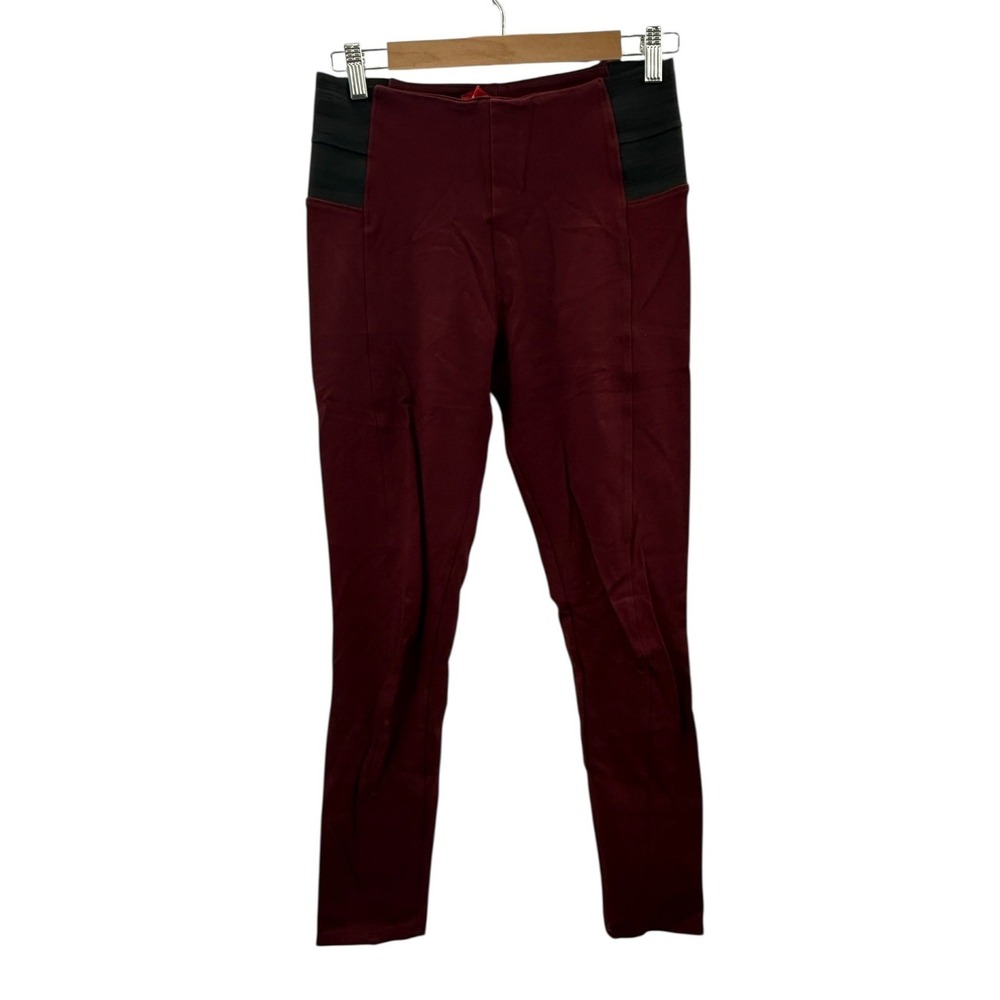 Akira Chicago Red Label Leggings Womens Large Burgundy Black High Rise Skinny